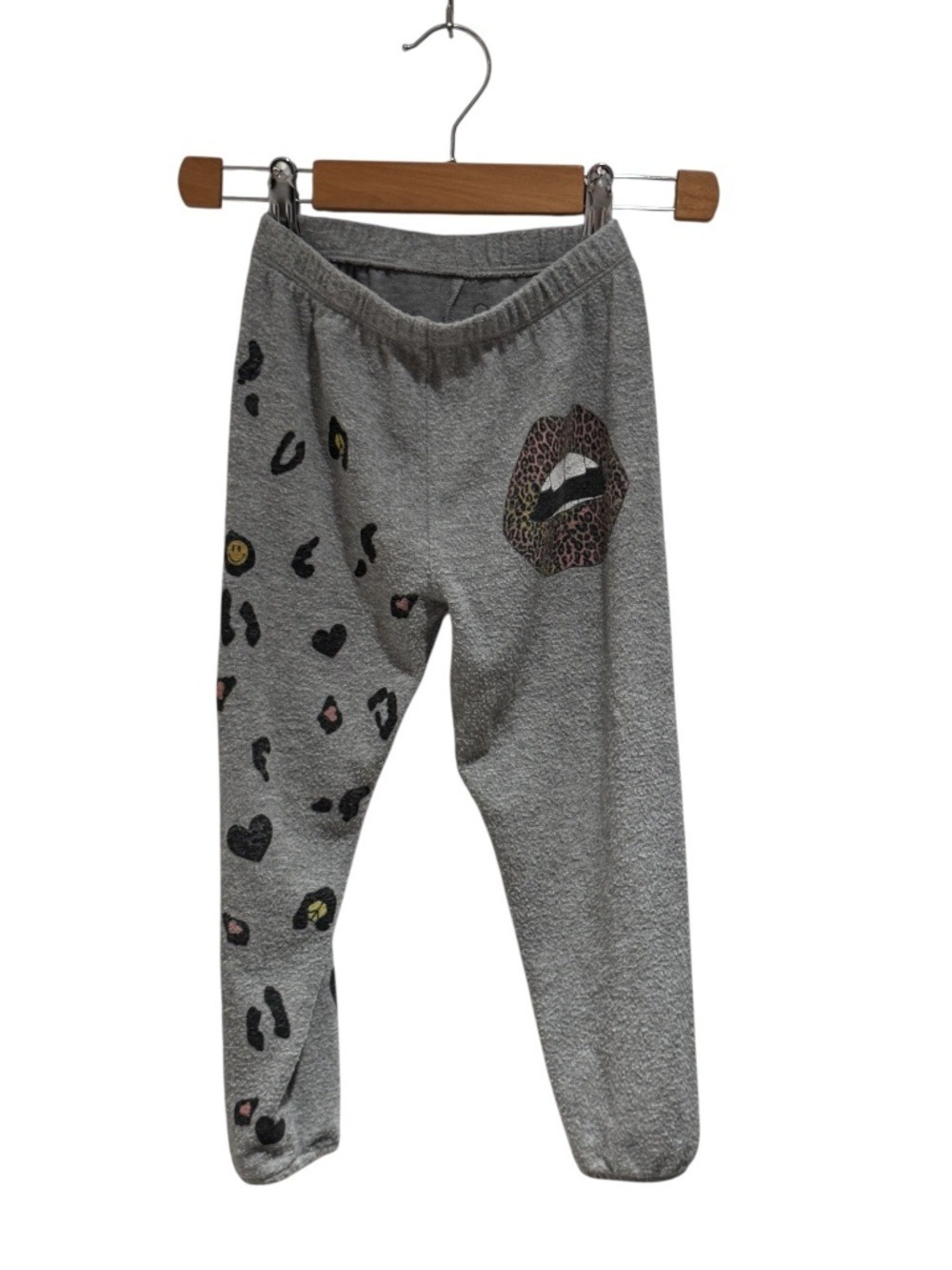 LAUREN MOSHI grey sweatpants with lips & animal print - size 4